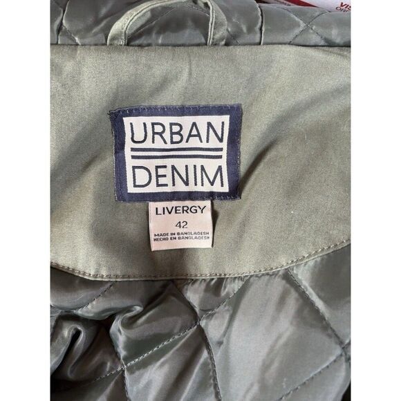 LIVERGY Urban Denim Winter Coat Men's Parka Size 42 Army Green Jacket - Picture 5 of 11